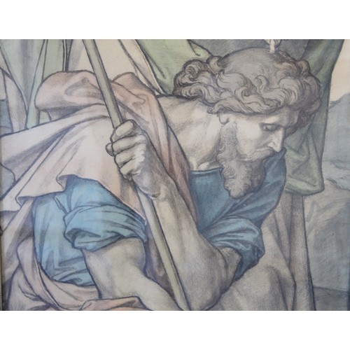 249 - Attrib. to Frederic Shields (1833 - 1911).Samuel anointing Saul, a design / cartoon for stained glas... 