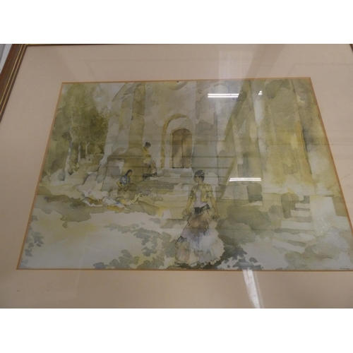 29 - Three William Russell Flint prints and an Alphonse Mucha print, title 'Poetry' 1898.