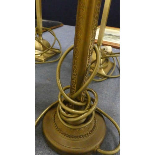 30 - Pair of brass Valshan table lamps. (Electrical testing/re-wiring required).