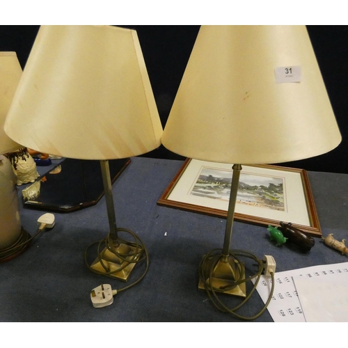 31 - Two modern brass Dunhelm table lamps. (Electrical testing/re-wiring required)