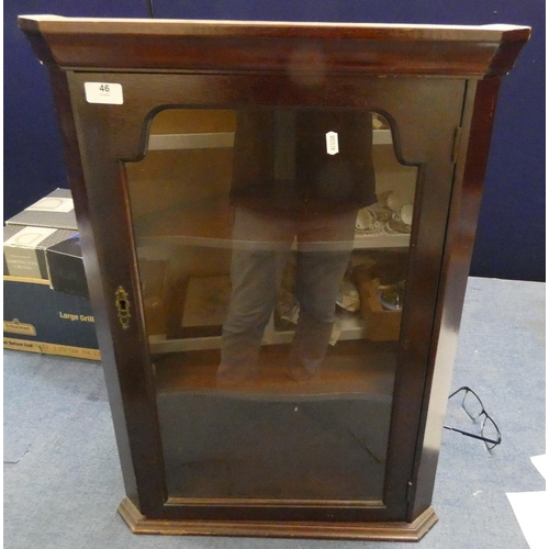 46 - Mahogany glazed corner cupboard. 