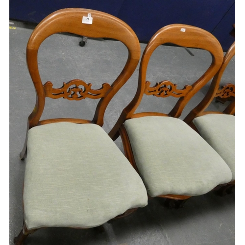 71 - Four antique balloon back dining chairs.