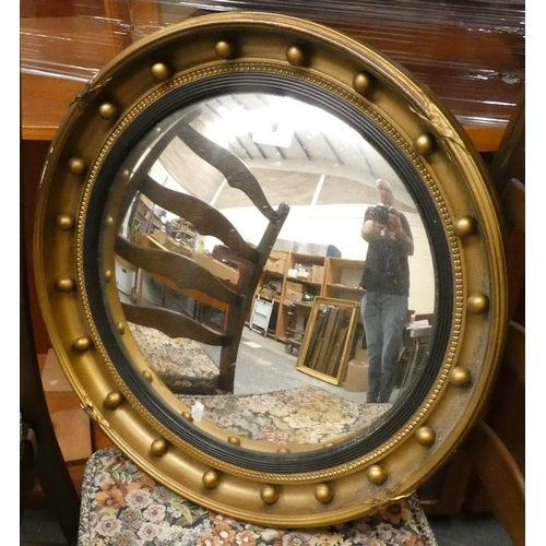 9 - Gilt framed port hole mirror.