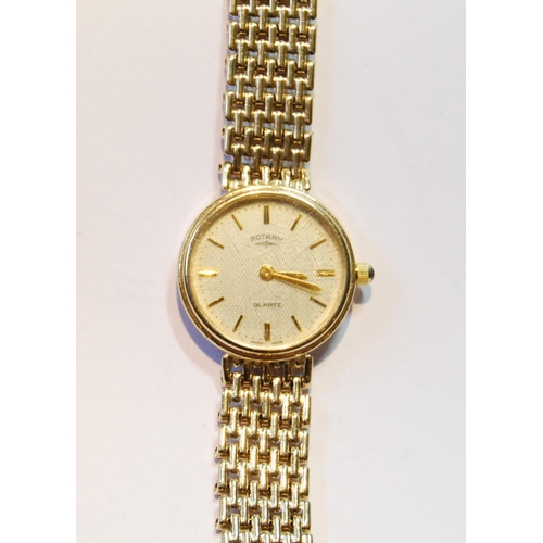 139 - Lady's Rotary 9ct gold bracelet watch, quartz, 17g gross.