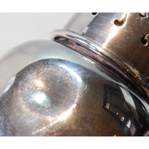 147 - Silver sugar caster of ovoid shape, 1956, 140g or 4½oz.