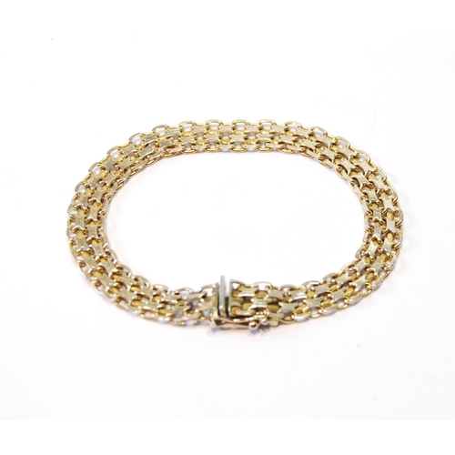 152 - 9ct gold bracelet of filed oval links, 10.9g.