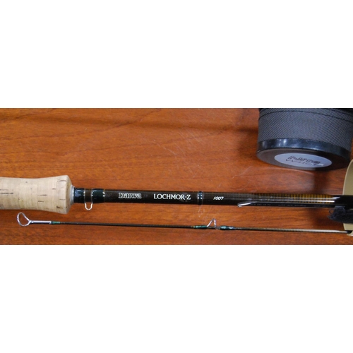 181 - Daiwa Lochmor-Z 1007 two-piece graphite fishing rod, 10ft, in canvas bag with outer tube, and a Visi... 