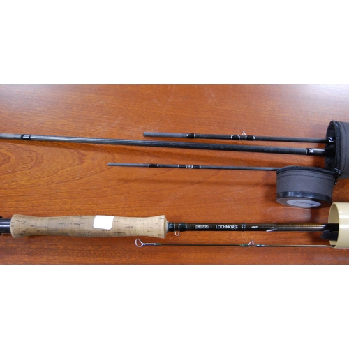 181 - Daiwa Lochmor-Z 1007 two-piece graphite fishing rod, 10ft, in canvas bag with outer tube, and a Visi... 