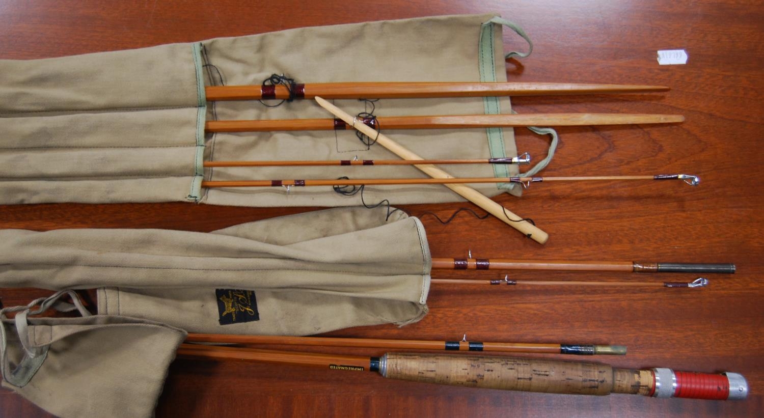 Lot 186 - A quantity of split cane fishing rods, and a