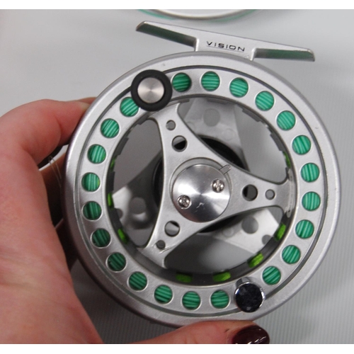 190 - Vision Koma fly reel, no. WFS/6FI, 9cm diameter, and three similar reels.  (4)