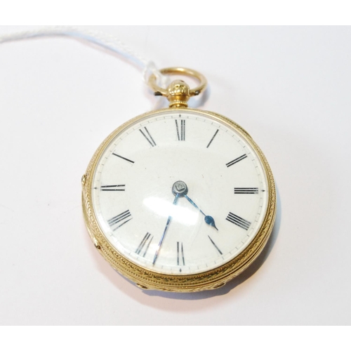 66 - Lever watch, full plate, in 18ct gold engraved open face case, 1882, 43mm.