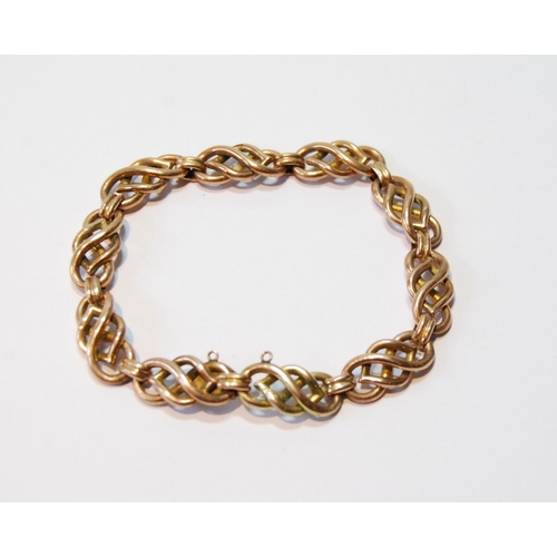 68 - Gold hollow bracelet of open curb pattern, '9ct', 9g.