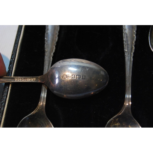 86 - Two sets of six silver coffee spoons, cased, an EP tea set and various items.