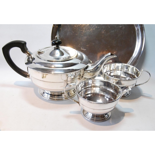 86 - Two sets of six silver coffee spoons, cased, an EP tea set and various items.