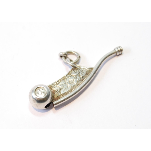 97 - Silver tiny bosun's whistle, by Joseph Adelman, Birmingham 1889, 50mm.