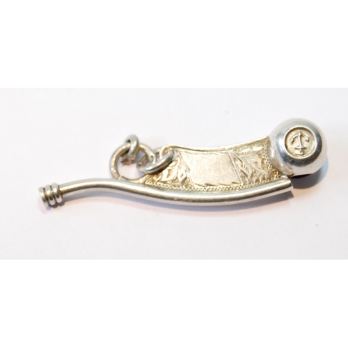 97 - Silver tiny bosun's whistle, by Joseph Adelman, Birmingham 1889, 50mm.