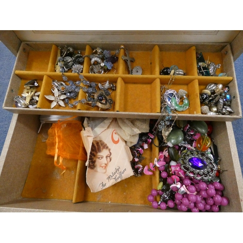 168 - Two boxes of vintage costume jewellery.