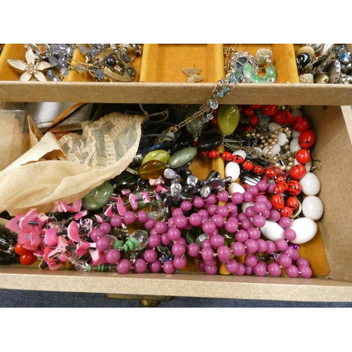 168 - Two boxes of vintage costume jewellery.