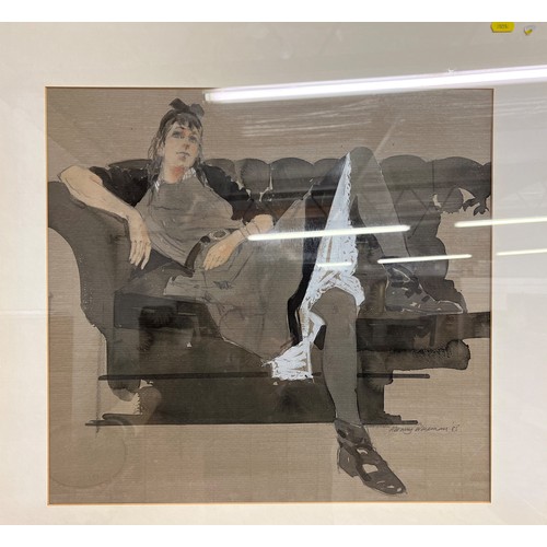 371 - Albany Wiseman ' Lady reclining on chair' water colour on paper, signed and framed