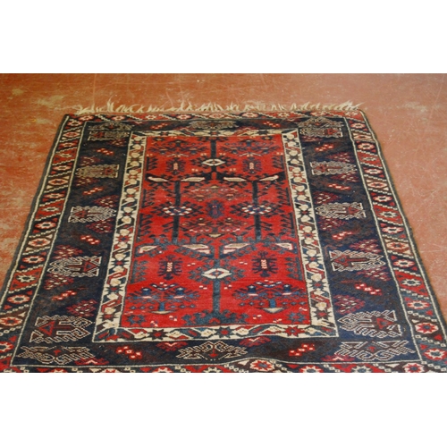 318 - Turkish Dosemealti hand-knotted rug decorated all over with geometric motifs on a red, white and blu... 