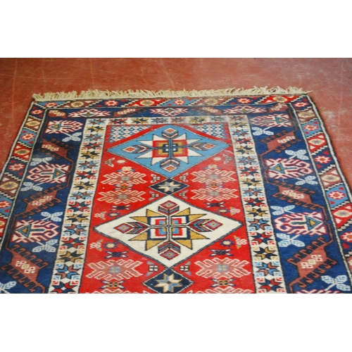 320 - Turkish Dosemealti hand-knotted rug decorated with three geometric medallions to the centre with fur... 