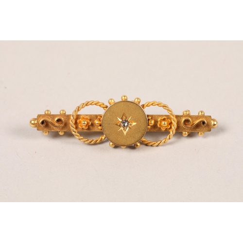 101 - 9 carat gold bar brooch; 4cm long; gross weight 2.5g