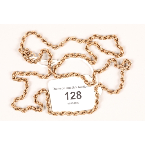 128 - Ladies 9ct gold rope twist necklace; gross weight 10.3g