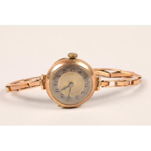 129 - 9ct gold wrist watch; gross weight 18.1g