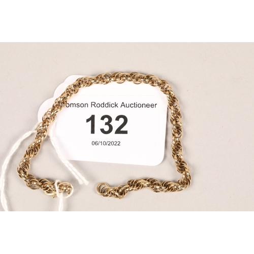 132 - Ladies 9ct gold bracelet; gross weight 5.7g