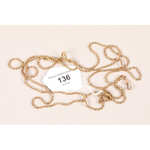 136 - 9ct gold belcher chain; gross weight 28.6g