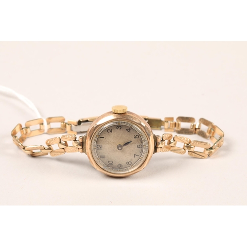 154 - 9 carat yellow gold ladies wristwatch; gross weight 16.9g