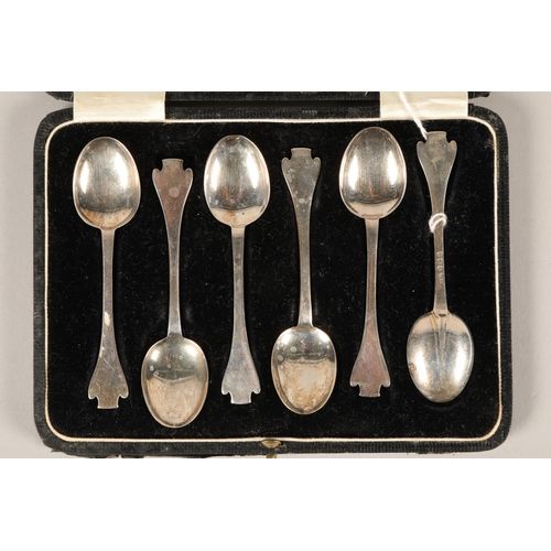 220 - Cased set of six George V hallmarked trefoil silver spoons; Birmingham 1926; gross weight 56g