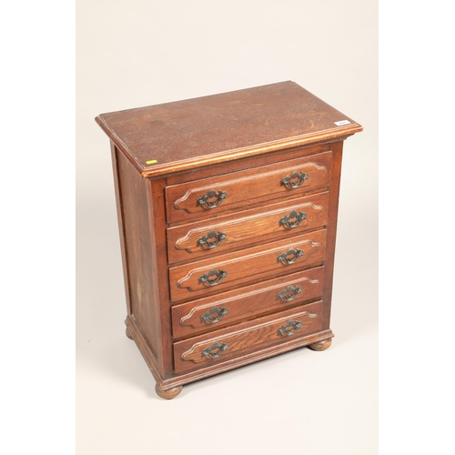 409 - Edwardian oak five drawer chest of drawers