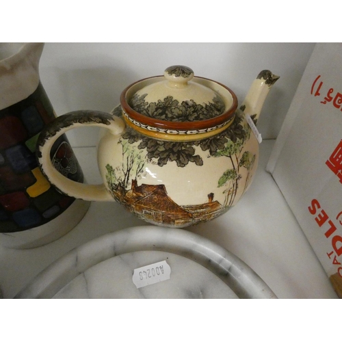 197 - Miscellaneous pottery items to include Royal Doulton tea pot, etc. 