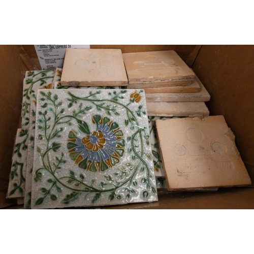 207 - Box of vintage tiles.