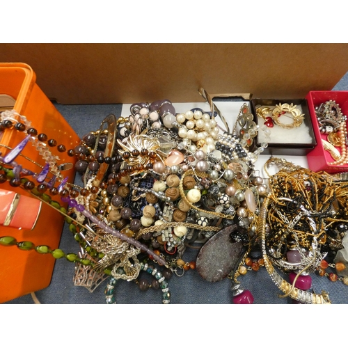 218 - Large box of costume jewellery.