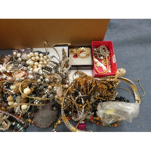 218 - Large box of costume jewellery.