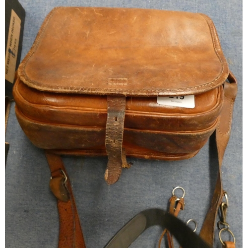 219 - Vintage leather shooting bag.