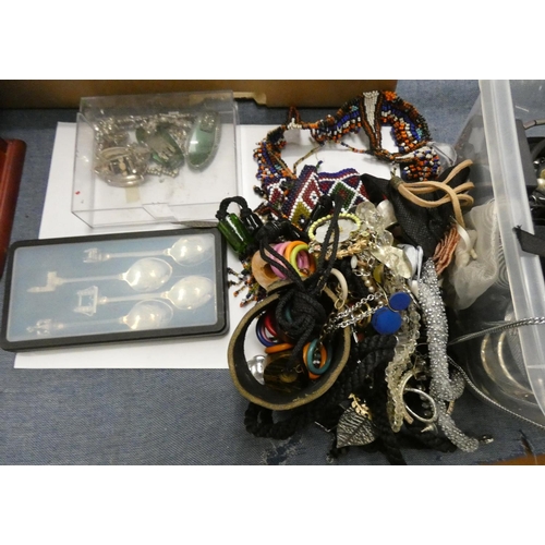 224 - Large box of costume jewellery, etc.