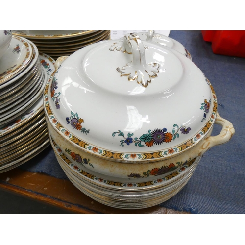 244 - Large 1930s floral dinner service.