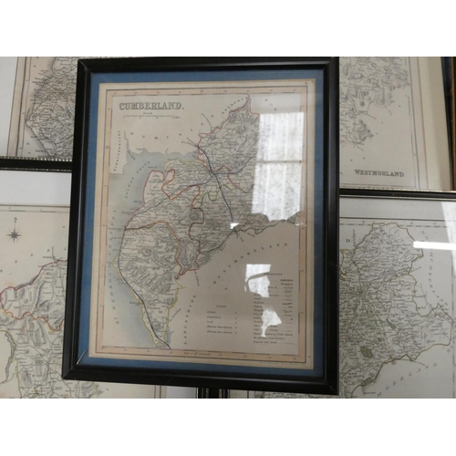 252 - Five antique maps of Cumberland and Westmoreland.