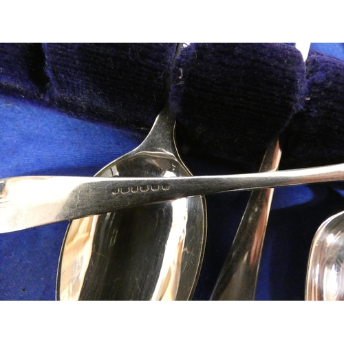 293 - Set of twelve silver spoons and tongs.