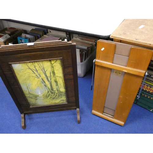 311 - Oak fire screen and trouser press.