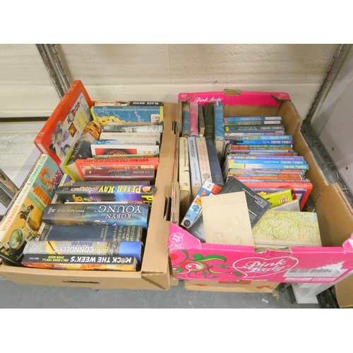 314 - Two boxes of books to include Horrible Histories etc.