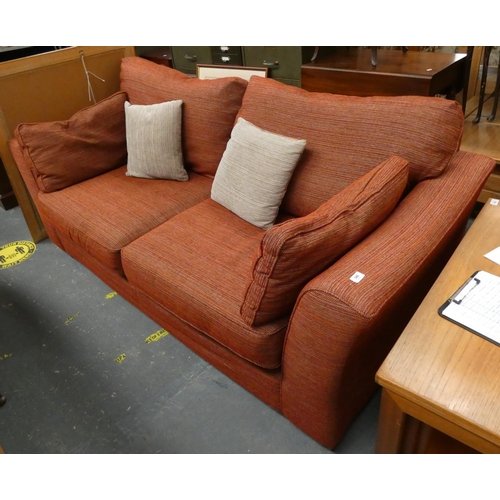 337 - Modern three-seater sofa, red fabric.