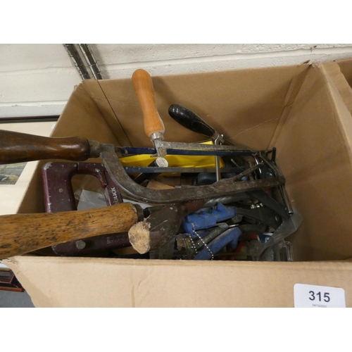 315 - Box of miscellaneous hand tools.