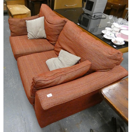 337 - Modern three-seater sofa, red fabric.