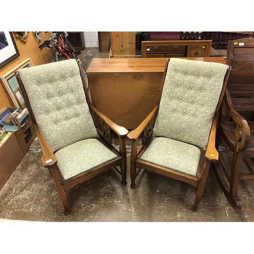 494 - Pair of Arts and Crafts style open arm chairs