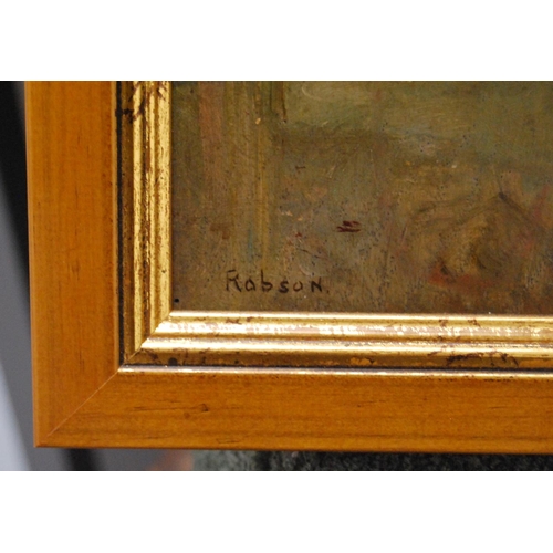 298 - Robson (British School)Female at the DoorwaySigned, oil on board, 20cm x 12.5cm.... 