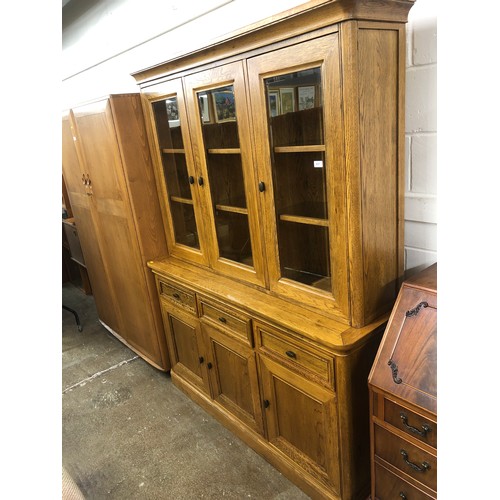 517 - Oak sideboard / glass display cabinet